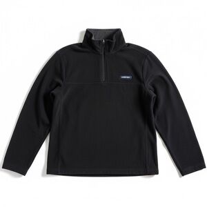 Lands’ End Fleece Quarter Zip Pullover Cozy Outdoor Layer Travel Casual Black M